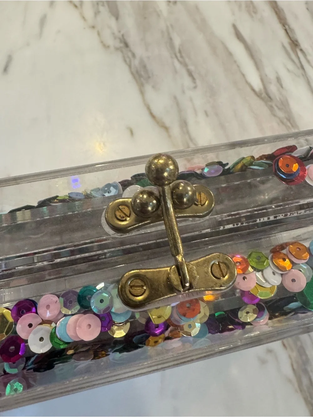 Sequin Confetti Clear Acrylic Clutch - Multicolor